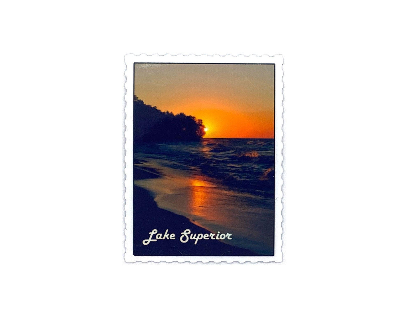 Lake Superior Sunset Magnet, Postage Stamp, Great Lakes Lover Gift