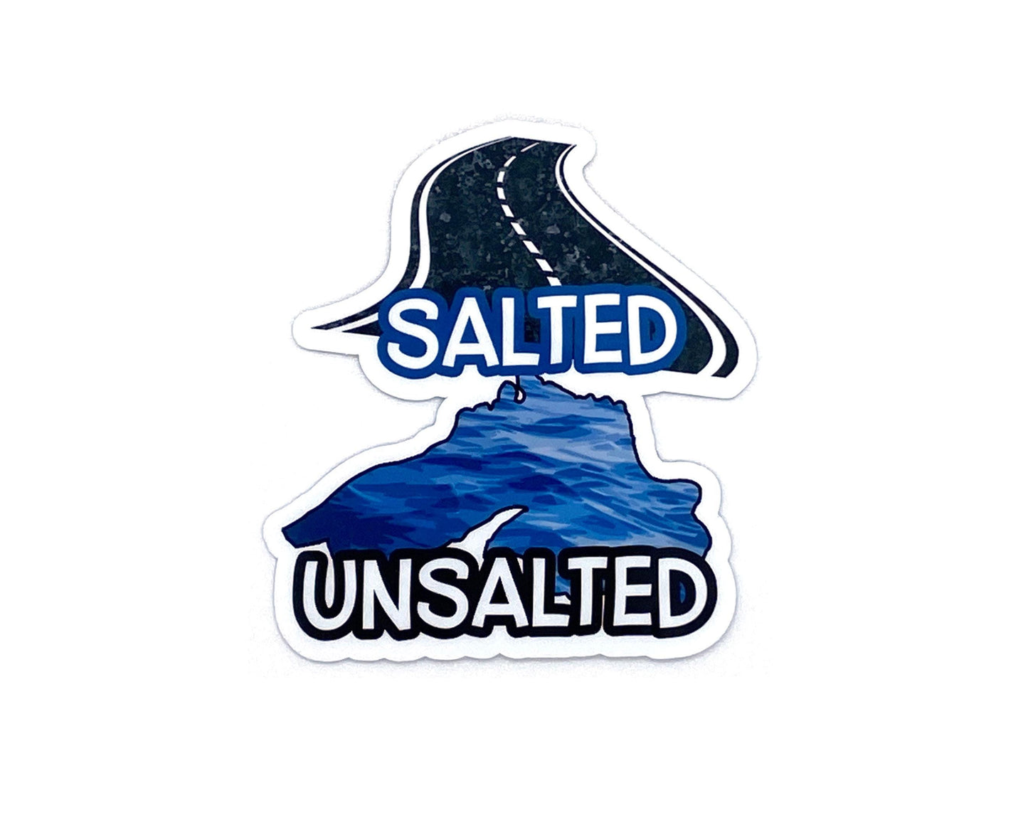 Lake Superior Salted Unsalted Sticker, Salted Roads Highways