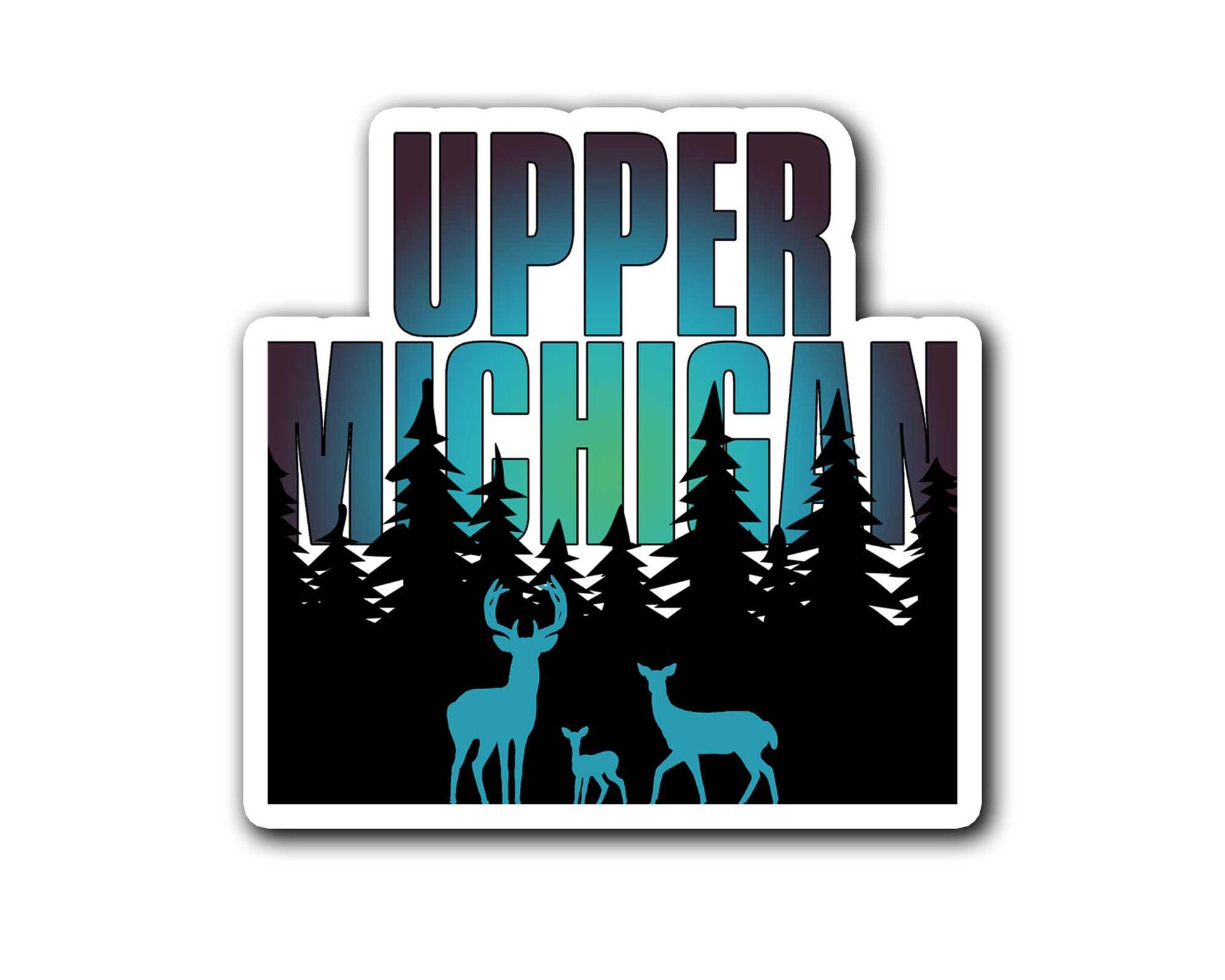 Upper Michigan Magnet, Yooper Fridge Magnets, U.P. Deer Family, Pine Trees