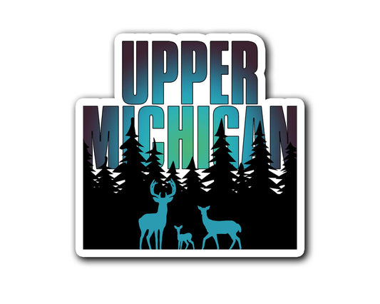 Upper Michigan Magnet, Yooper Fridge Magnets, U.P. Deer Family, Pine Trees