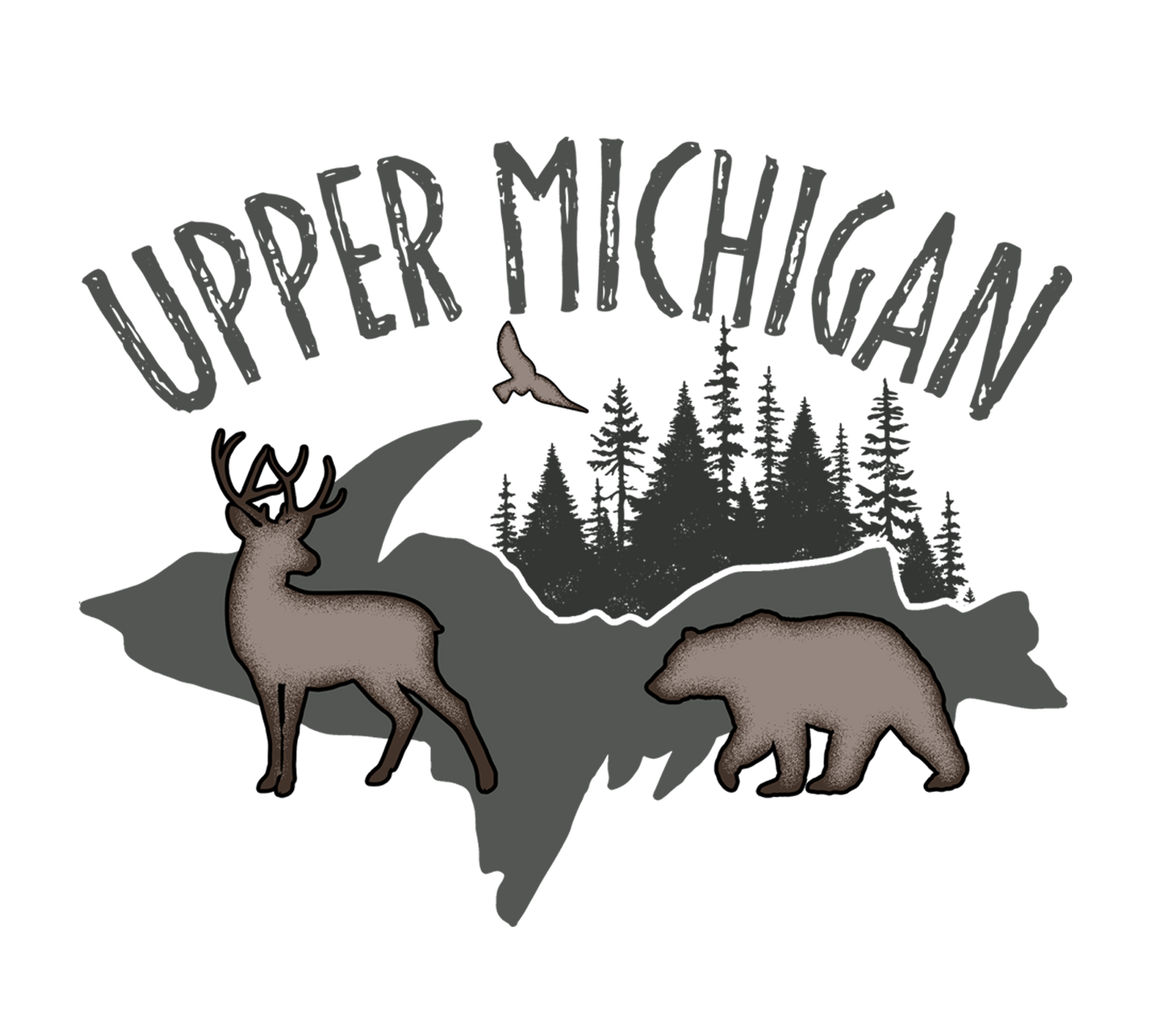 Upper Michigan Magnet, Yooper Fridge Magnets, U.P. Buck Deer, Bear, Pine Trees