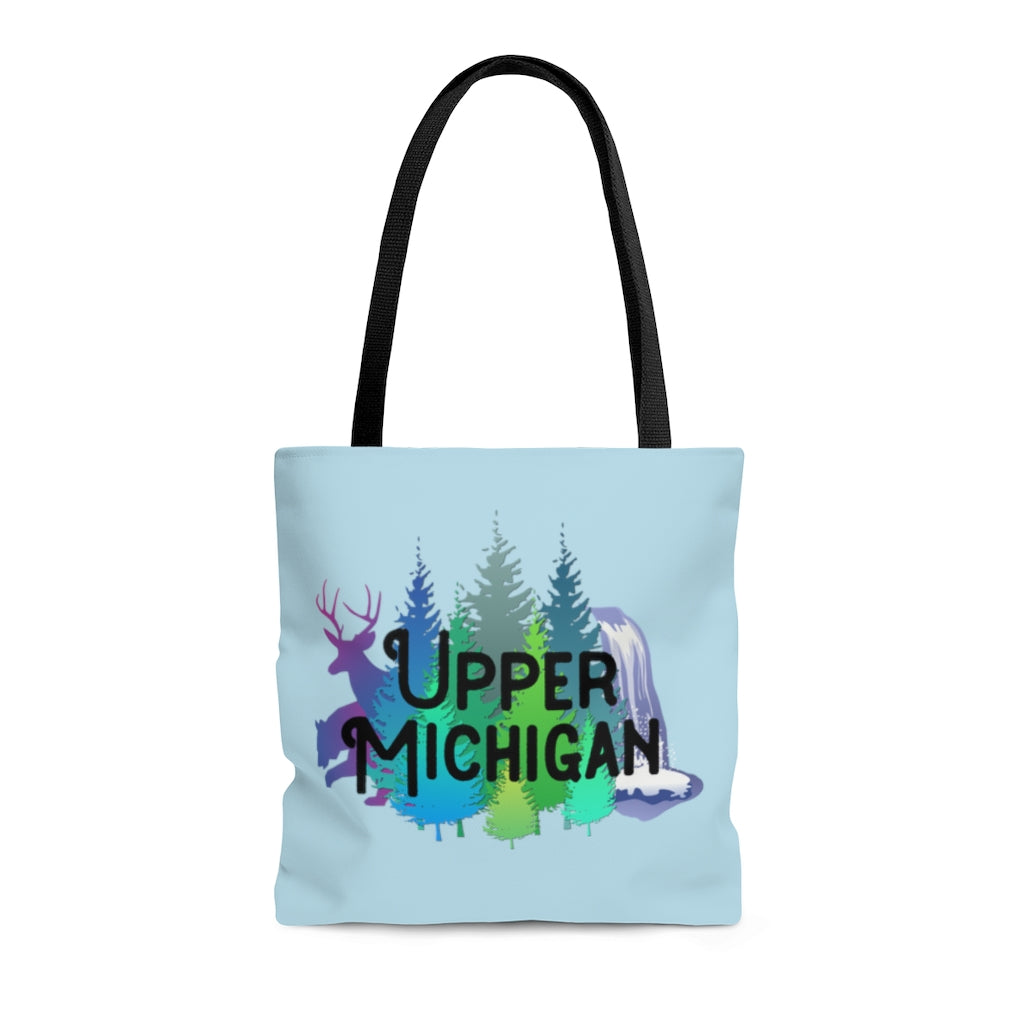 Upper Michigan Tote Bag | Trees, Deer, Bear, Waterfall