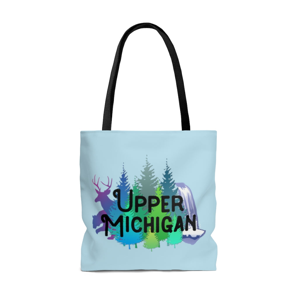 Upper Michigan Tote Bag | Trees, Deer, Bear, Waterfall