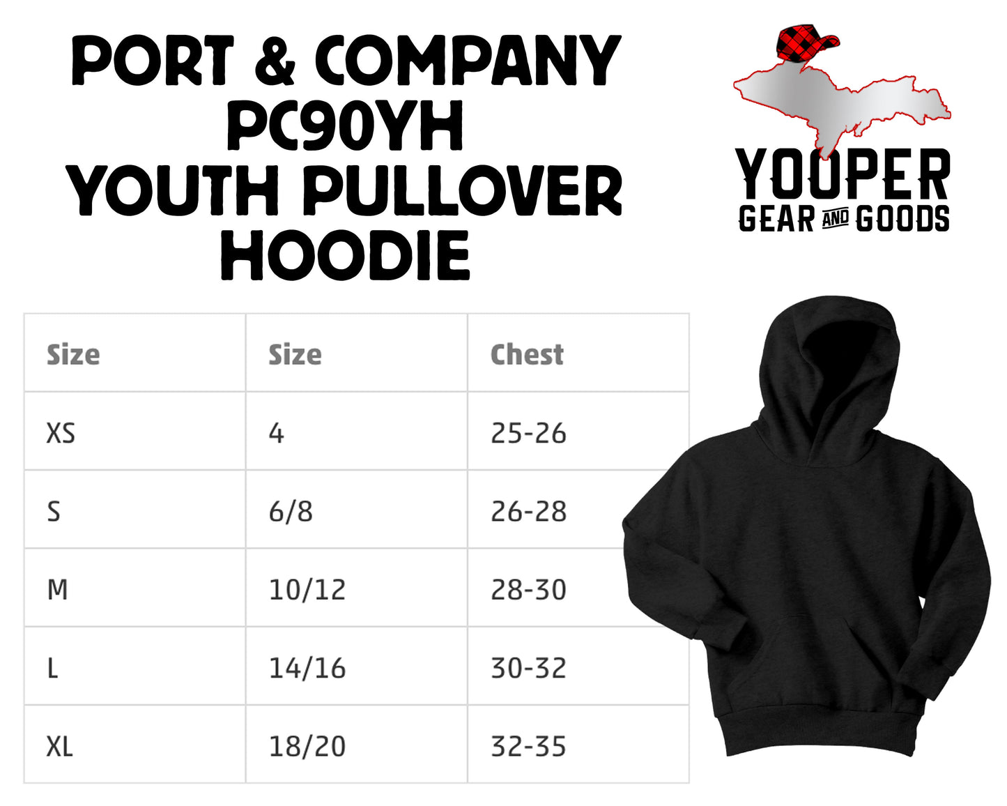 Yooper Girl Youth Hoodie | Upper Michigan Hooded Sweatshirt for Girls