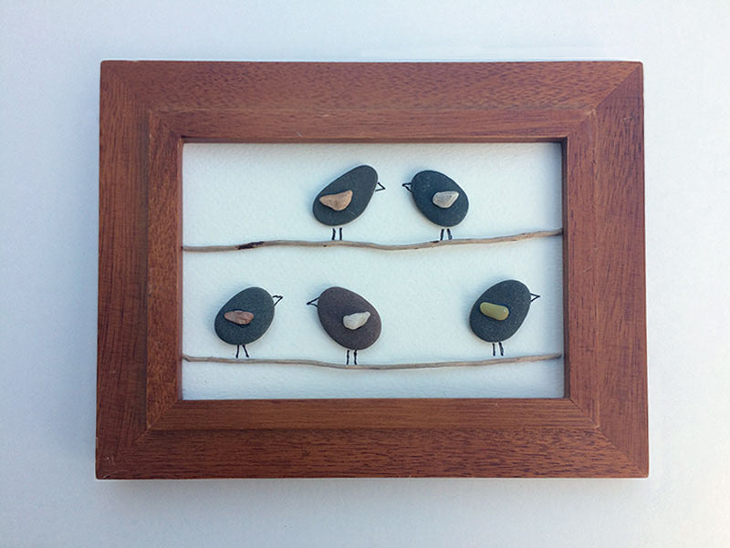 Birds on a Wire - Lake Superior Rock and Driftwood Art