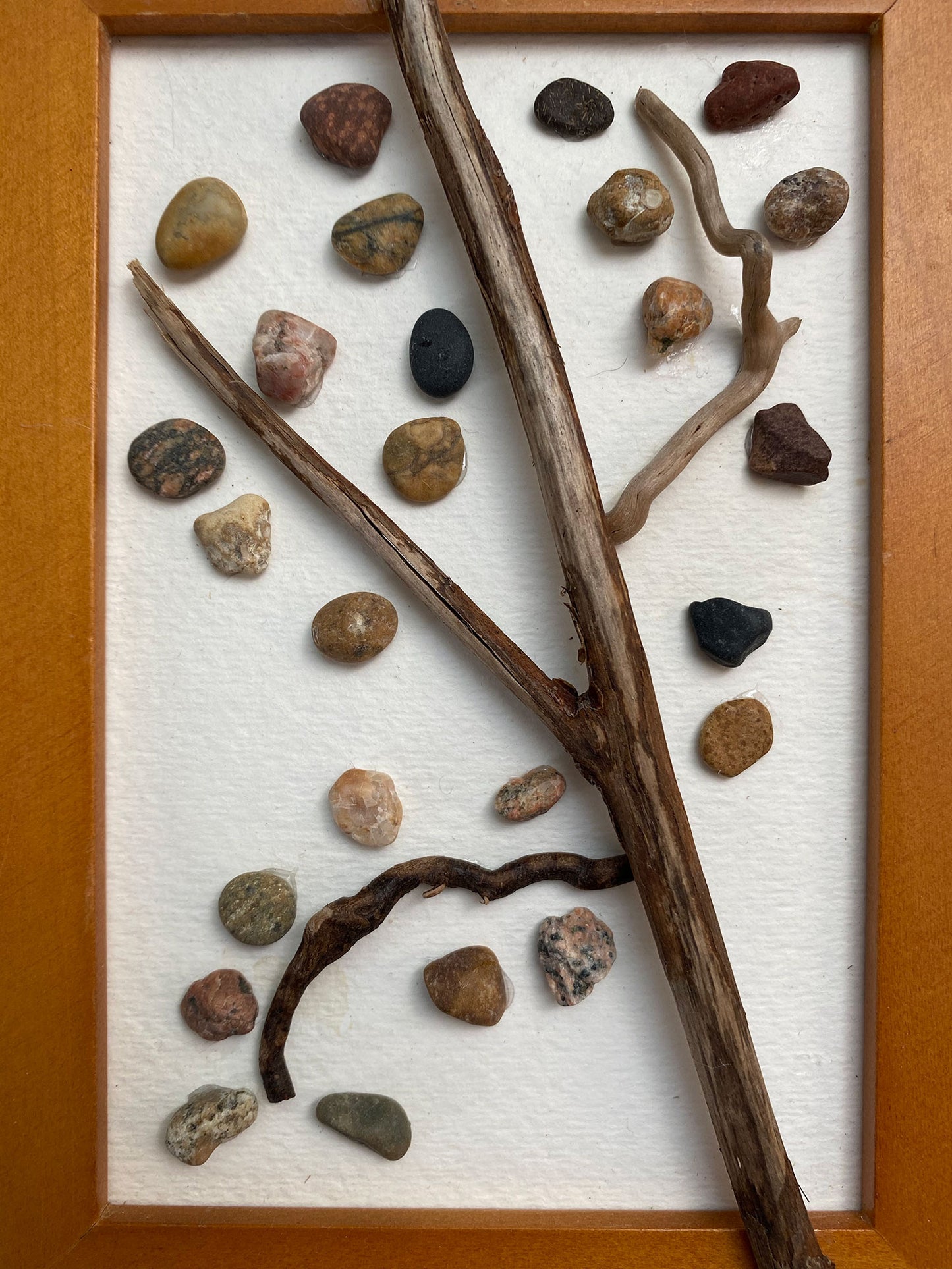 Tree of Rocks in Wood Frame