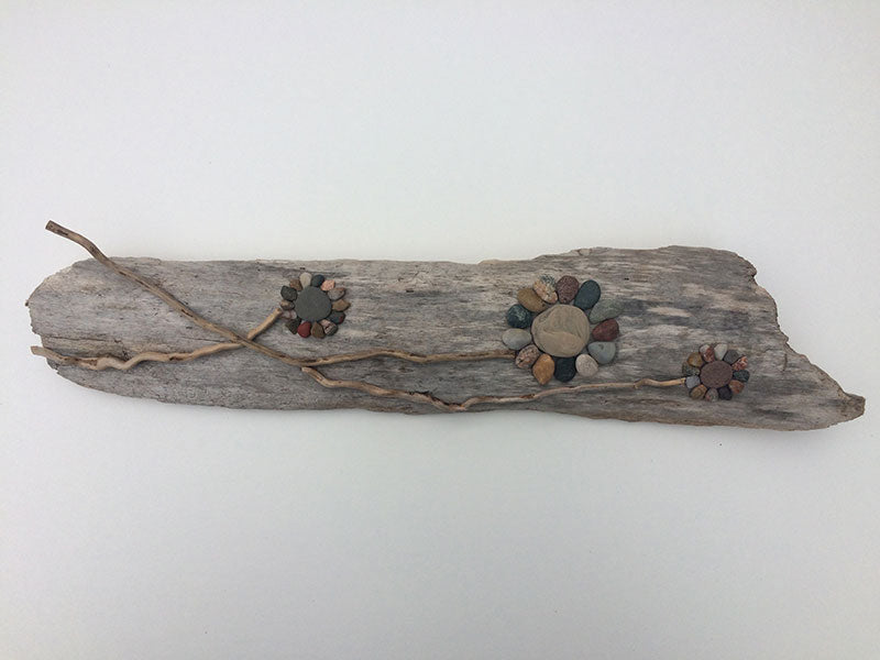 Rock Flowers on Lake Superior Driftwood