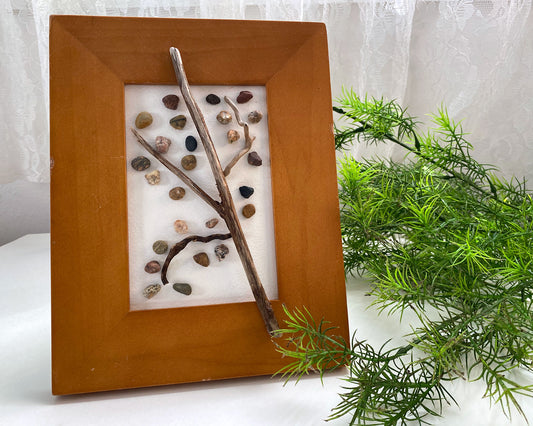 Tree of Rocks in Wood Frame
