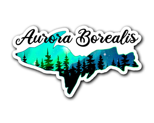 Aurora Borealis Sticker, Upper Michigan Northern Lights Gift