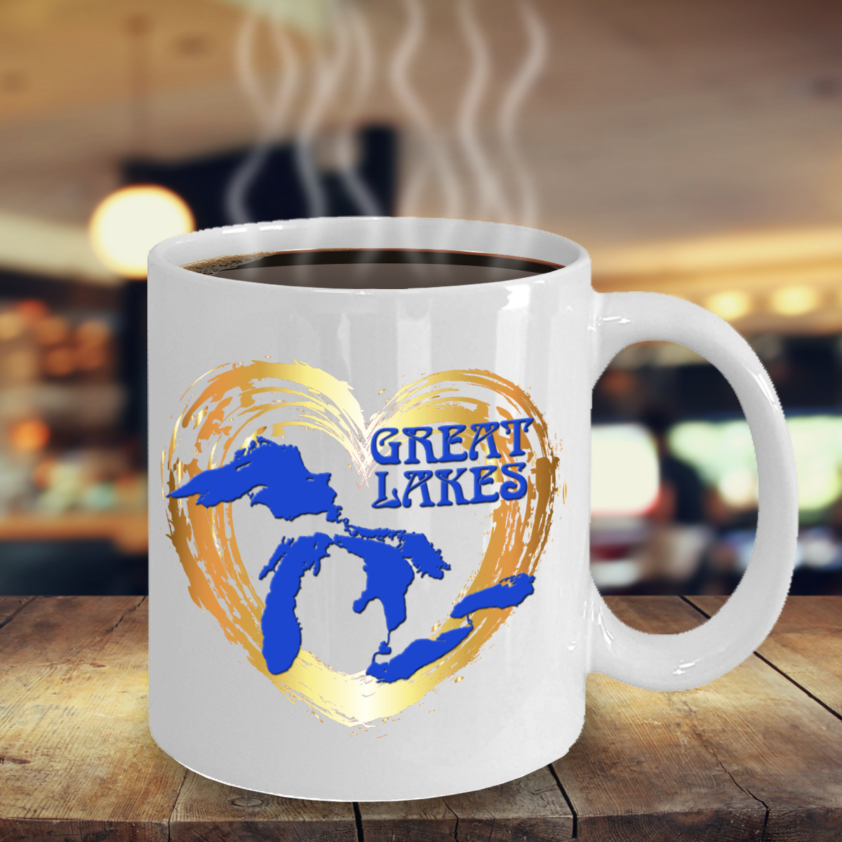 Love Great Lakes Coffee Mug - Gold Heart