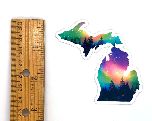 Michigan Northern Lights Sticker, Yooper Stickers, Upper and Lower Michigan Aurora Borealis