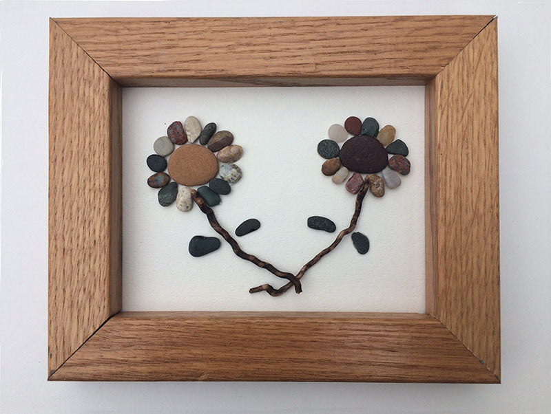 Rock Flowers and Driftwood in Frames Set of 4