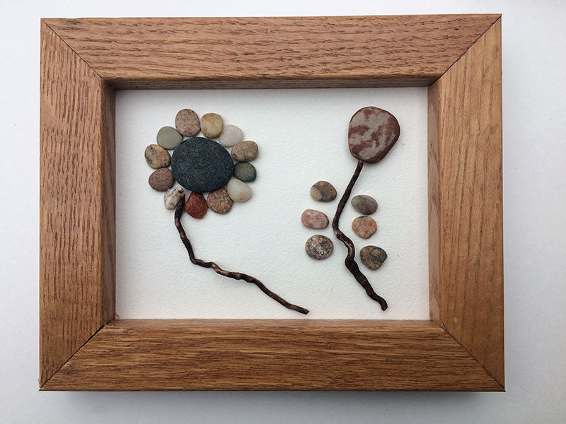 Rock Flowers and Driftwood in Frames Set of 4