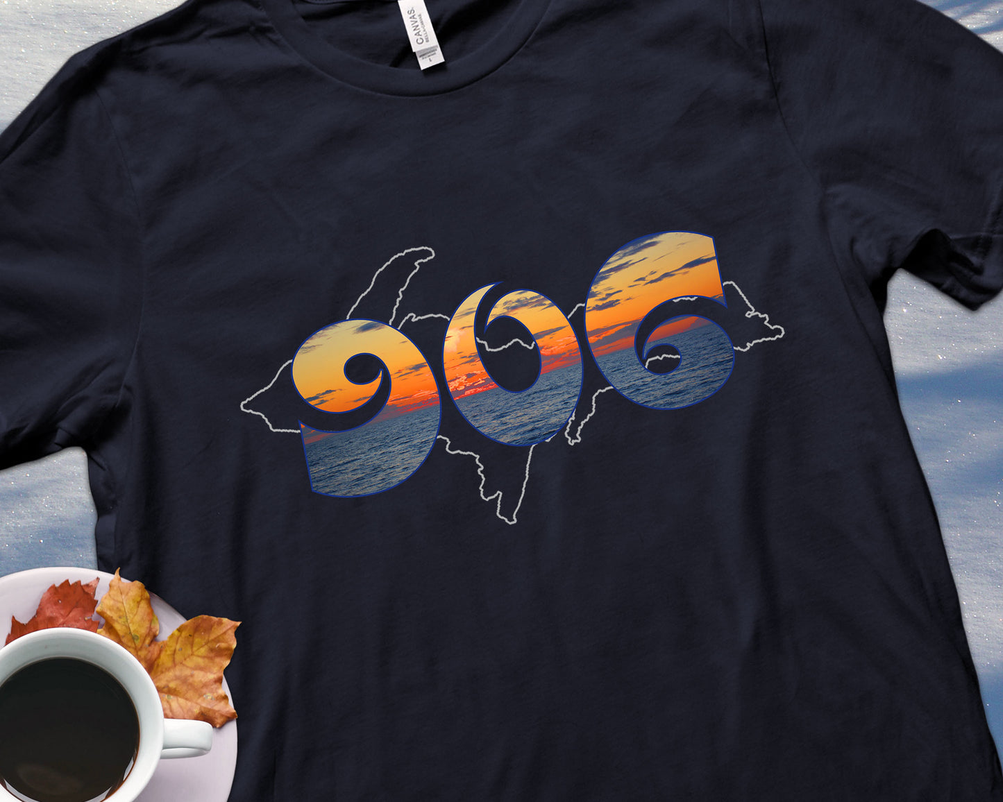 906 Shirt with Lake Superior Sunset | Yooper Gift | Upper Michigan T-shirt